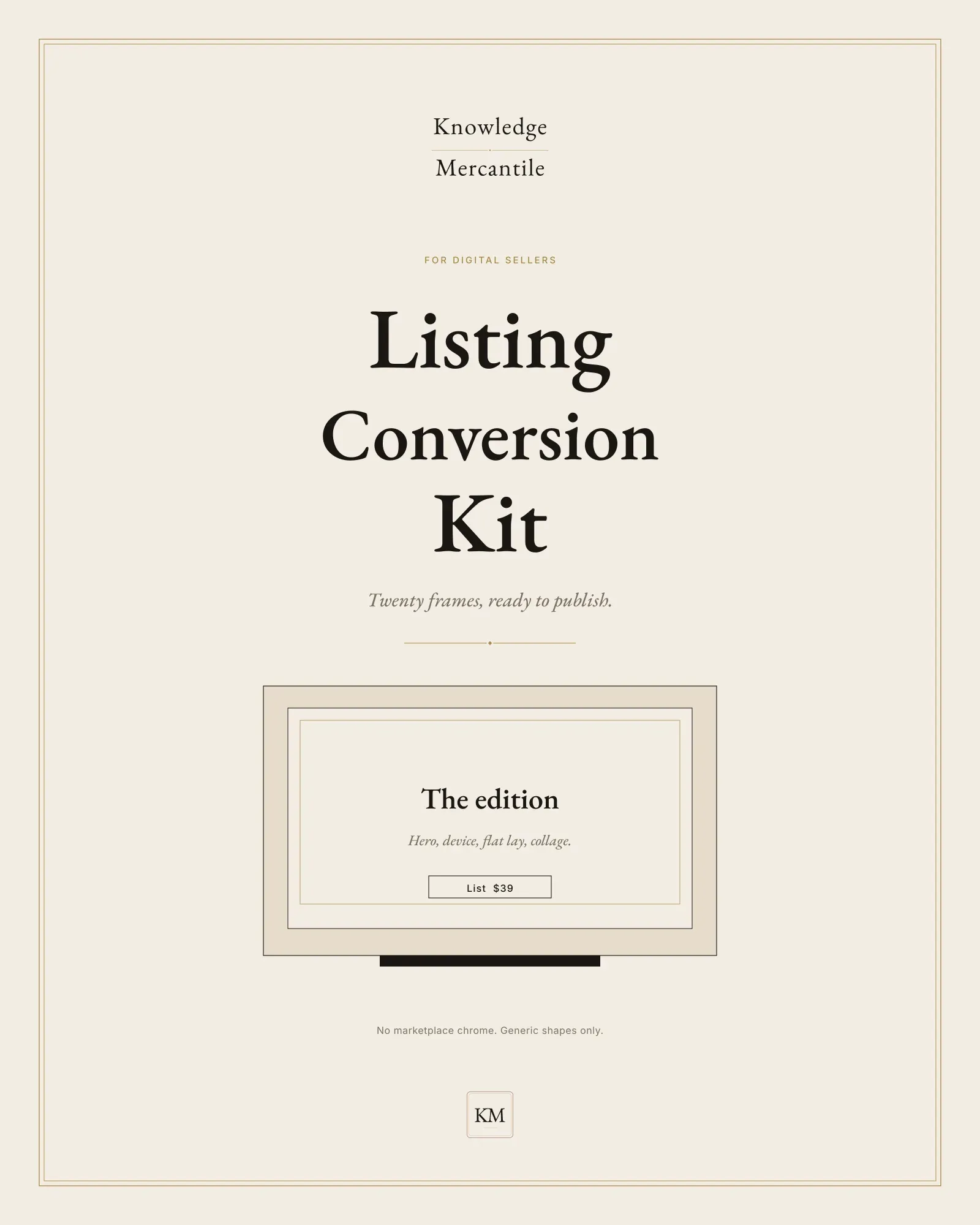 Edition cover for the Listing Conversion Kit from Knowledge Mercantile. A generic laptop shows the title The edition and a list price of $39.